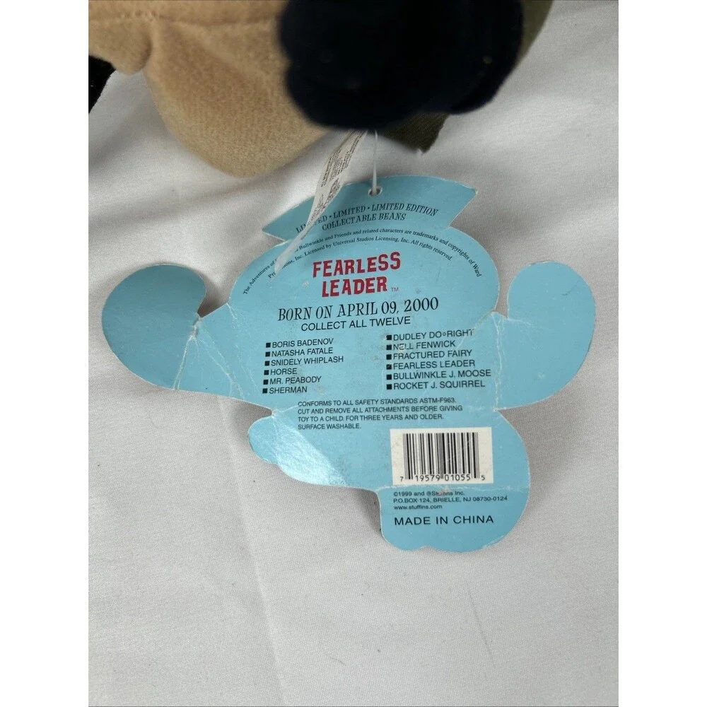 The Adventures Of Rocky And Bullwinkle And Friend Fearless Leader Plush 9” 2000